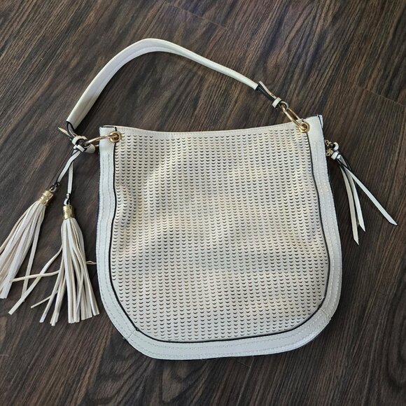 Unbranded Faux White Leather Shoulder Bag w/ Expandable Width NWOT - Picture 8 of 12